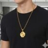 The Golden Medusa & Greca Hexagon Statement Pendant